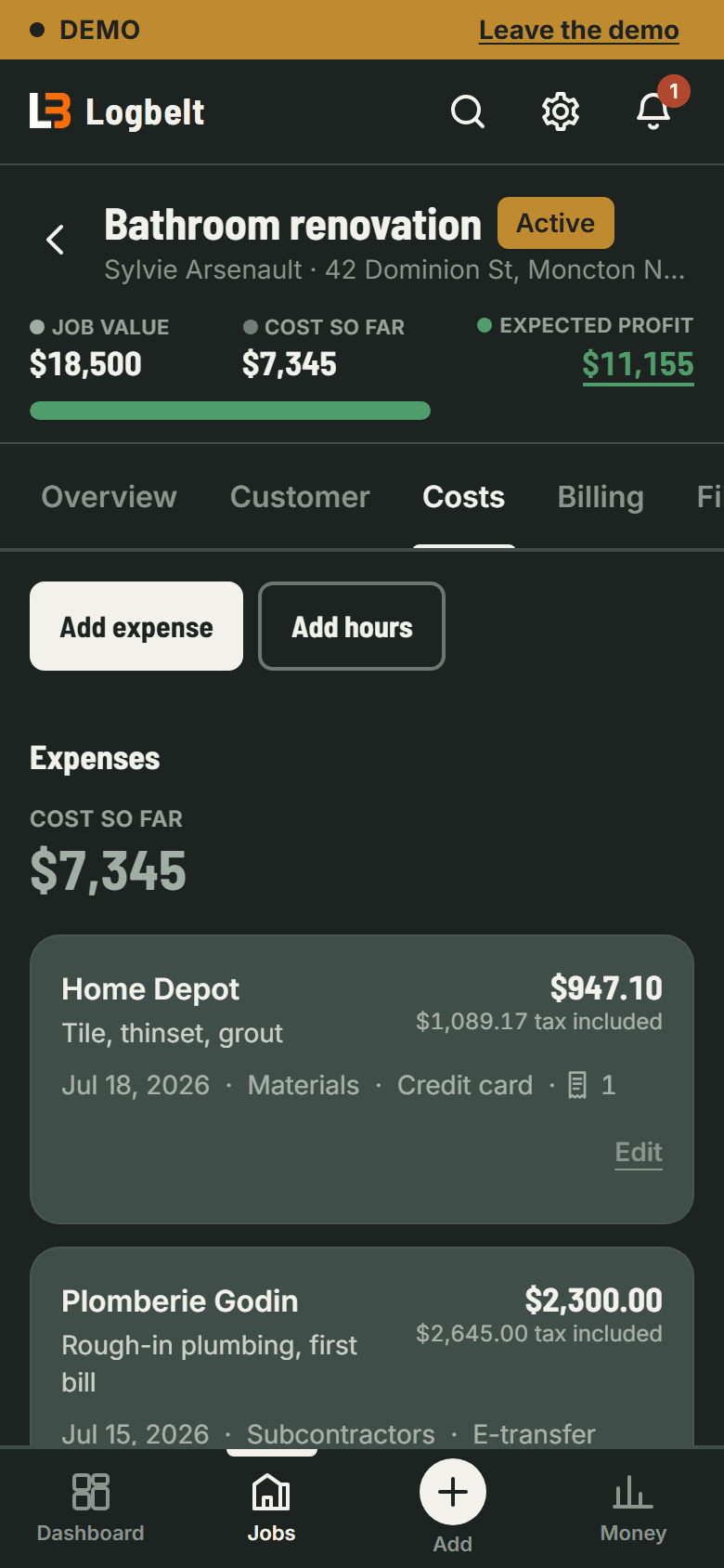 Every expense and every hour counted