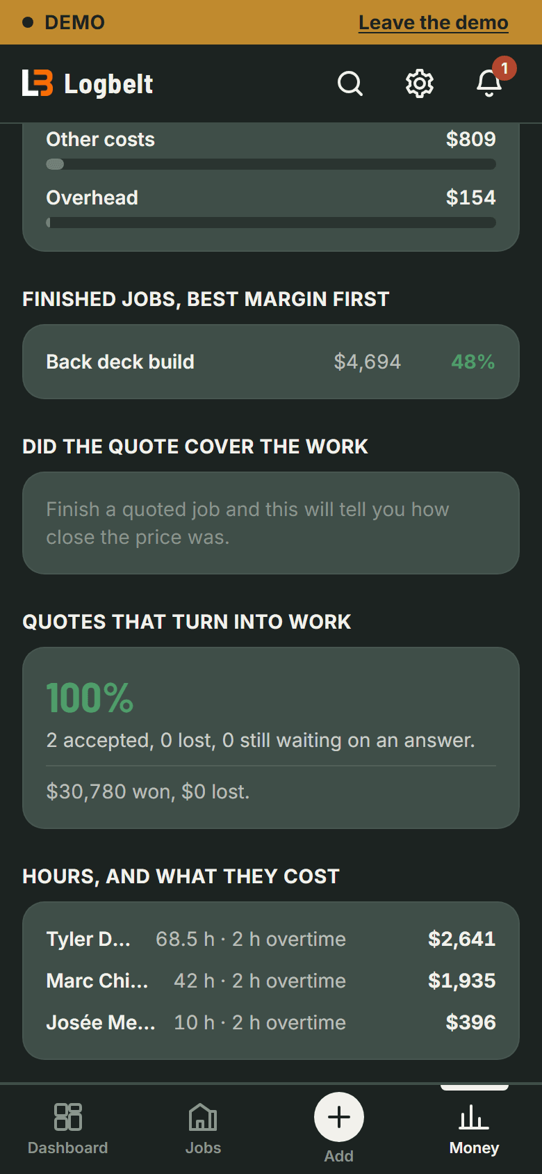 Your real numbers, any time